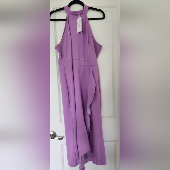 NWT Lavendar Halter Neck Sleeveless Split Midi Dress XL - Picture 4 of 7